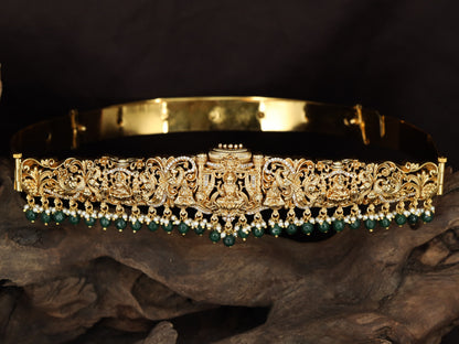 Antique Dabu with Lakshmi centre and floral scrollwork