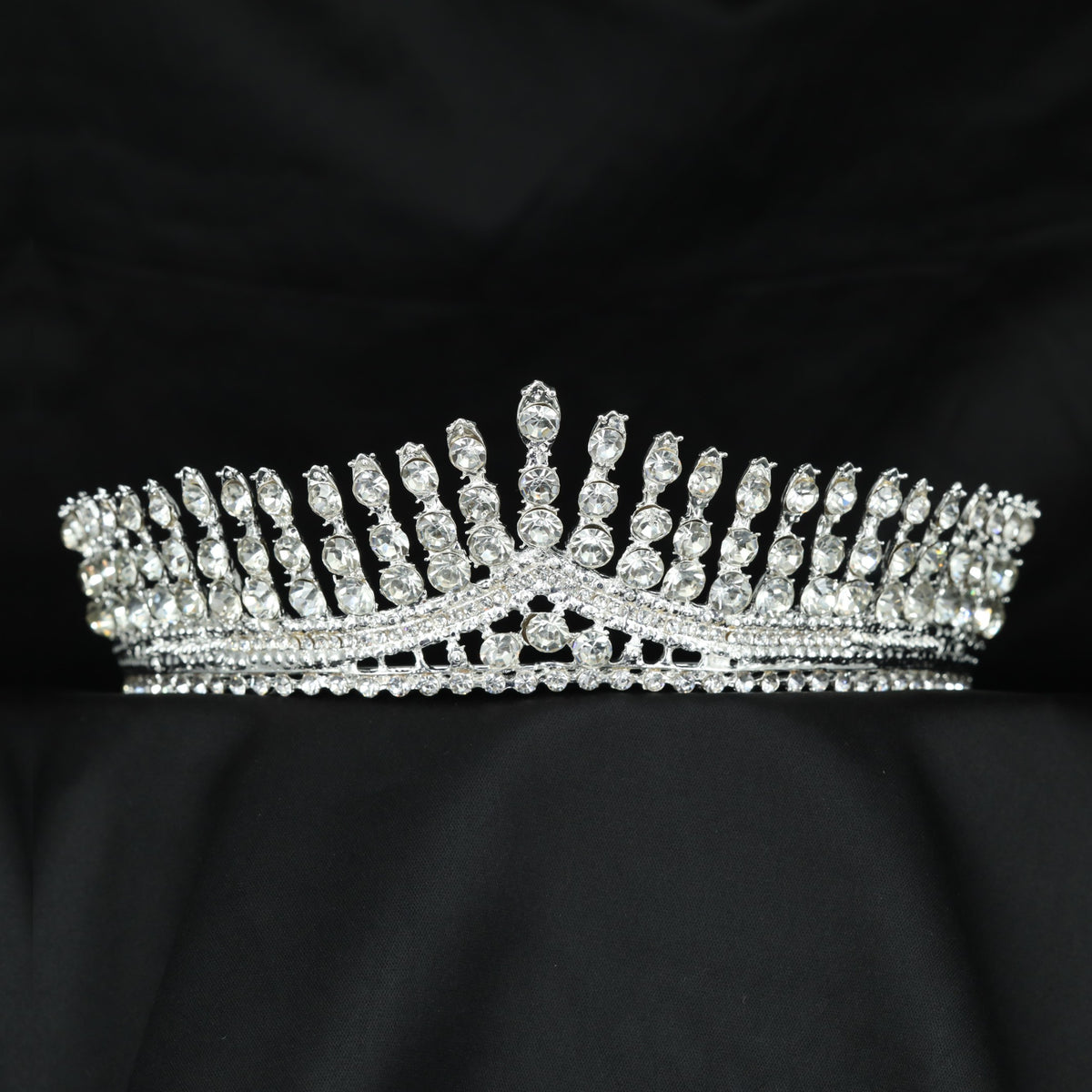 Radiant Crown With Tall Crystal Accents And Arched Openwork