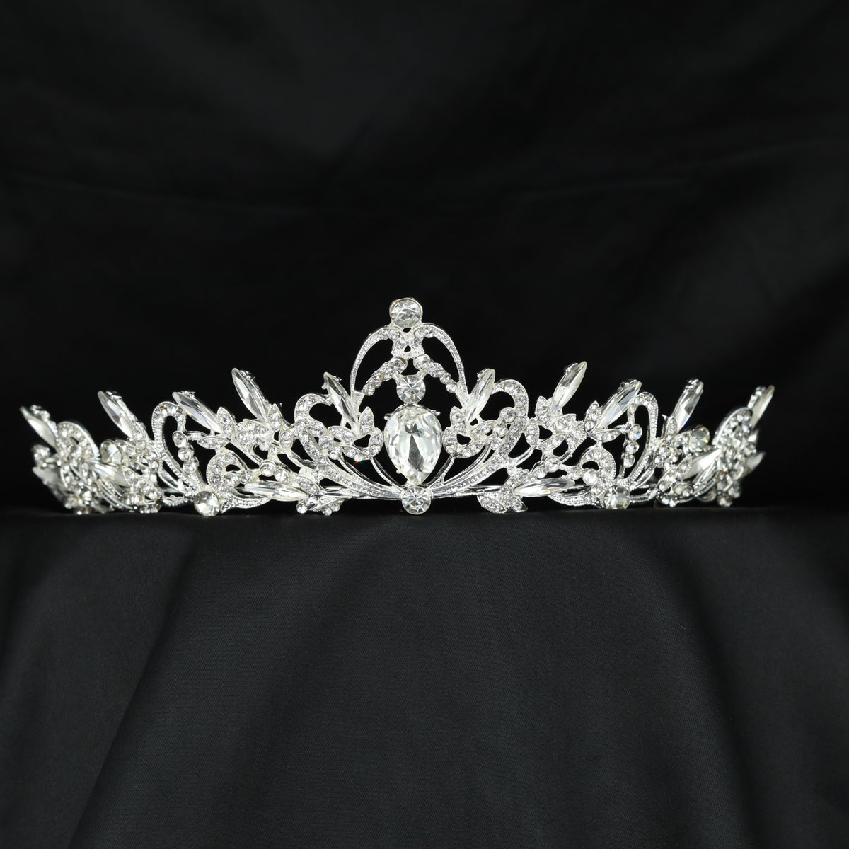 Decorative Crown Featuring Botanical Curves And Teardrop Elements