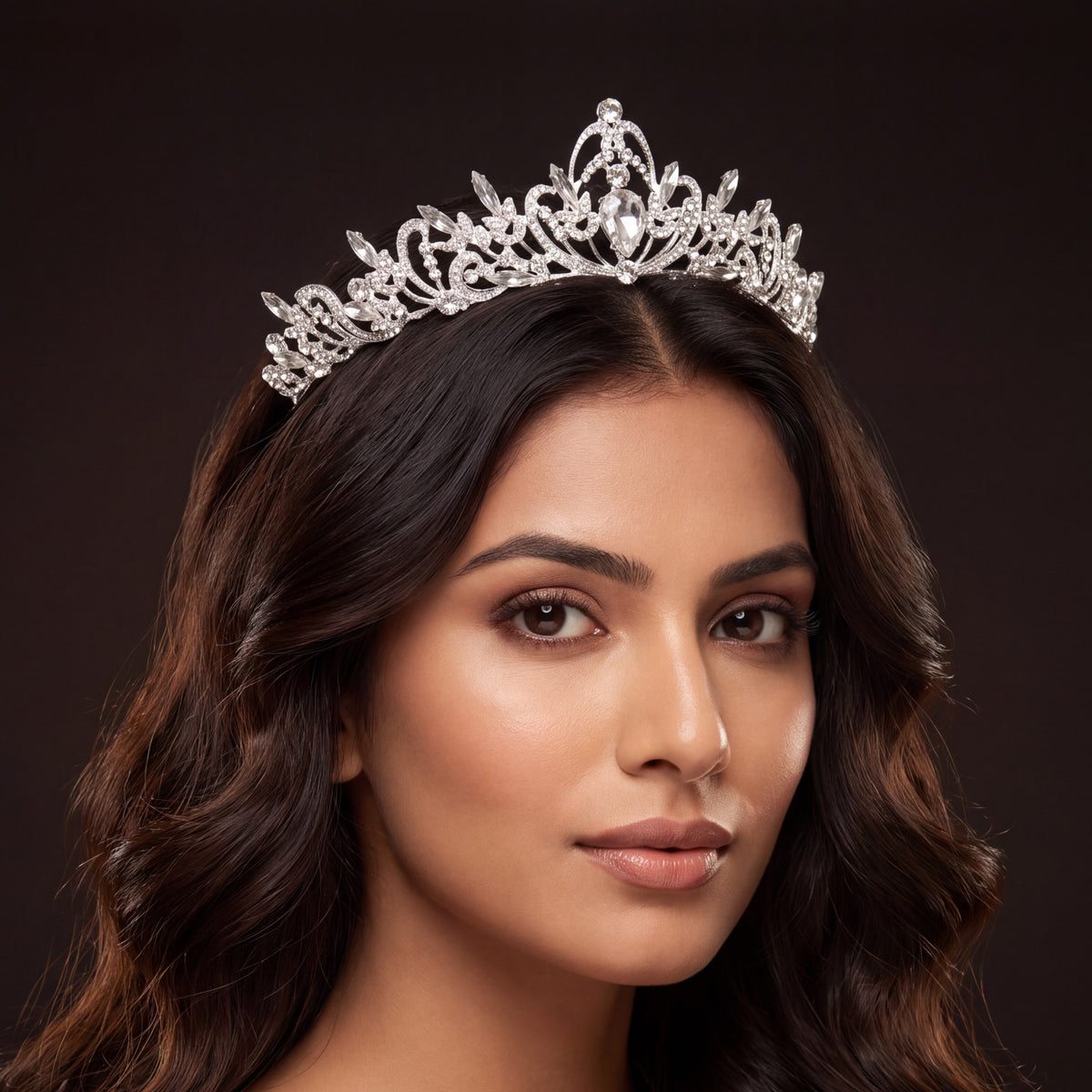 Decorative Crown Featuring Botanical Curves And Teardrop Elements