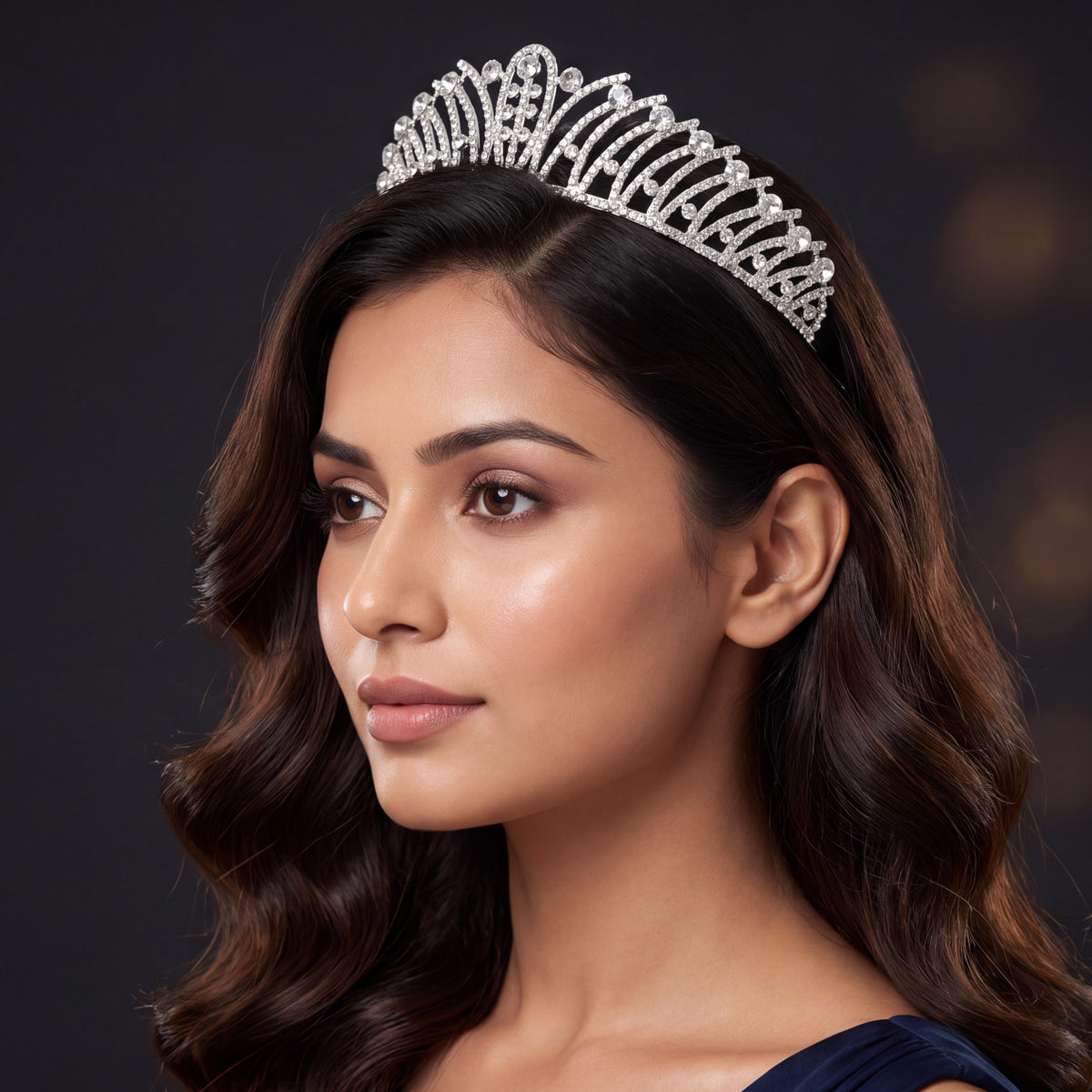 Signature Crown With Flowing Framework And Petal Accents