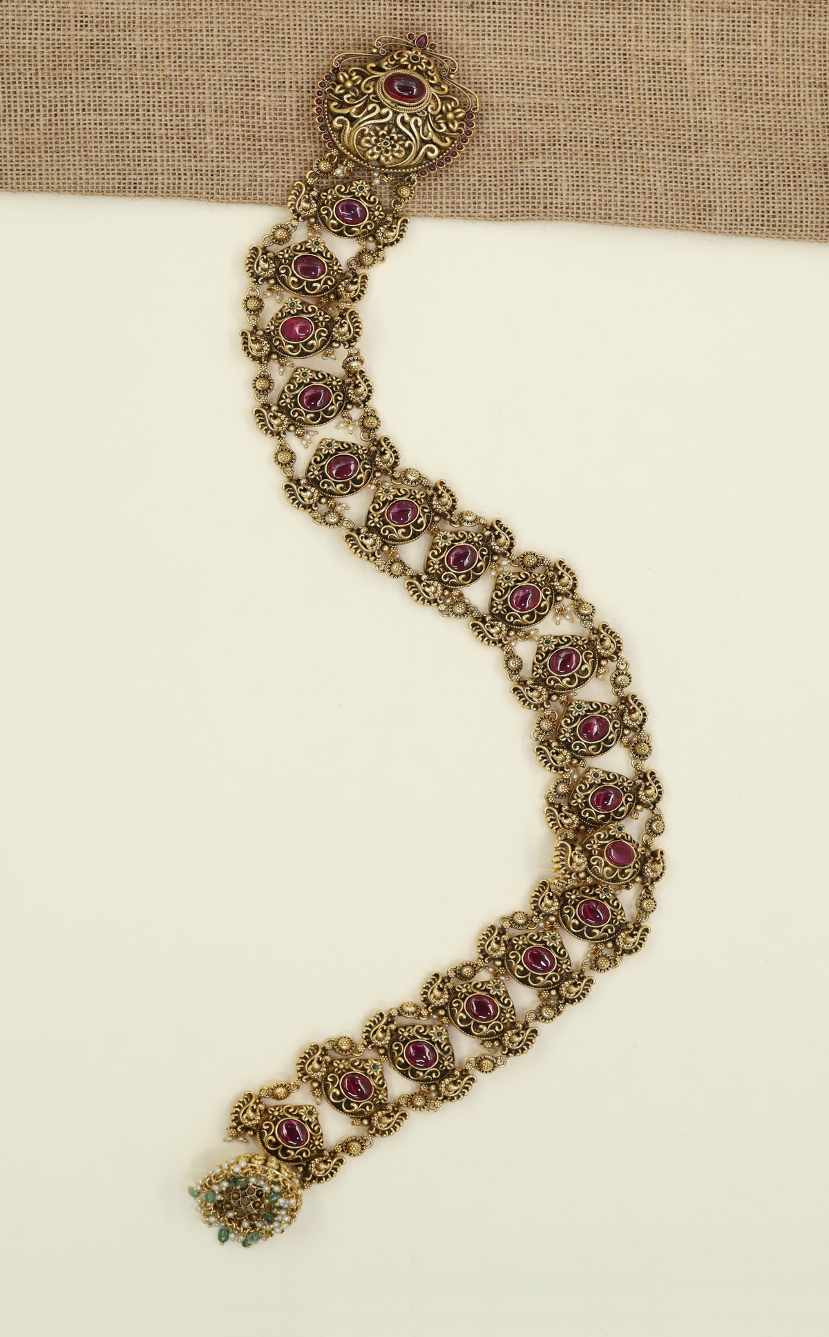 Antique Long Jade designed with elaborate openwork links