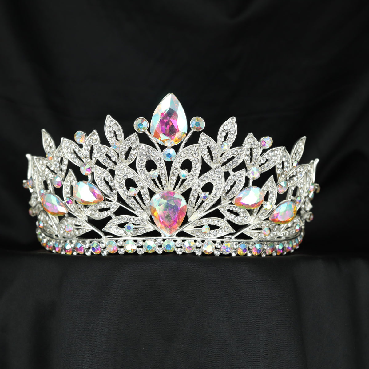 Bridal Crown adorned with pointed leaves and elegant teardrop-shaped accents