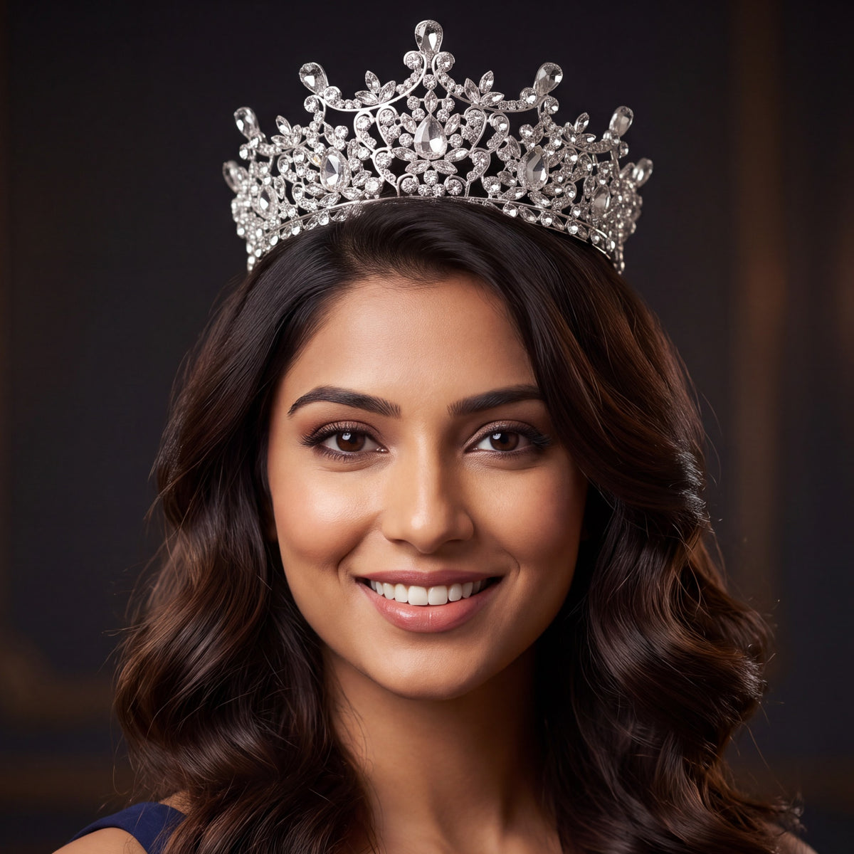 Majestic Crown featuring delicate leaves, curling branches and openwork detailing