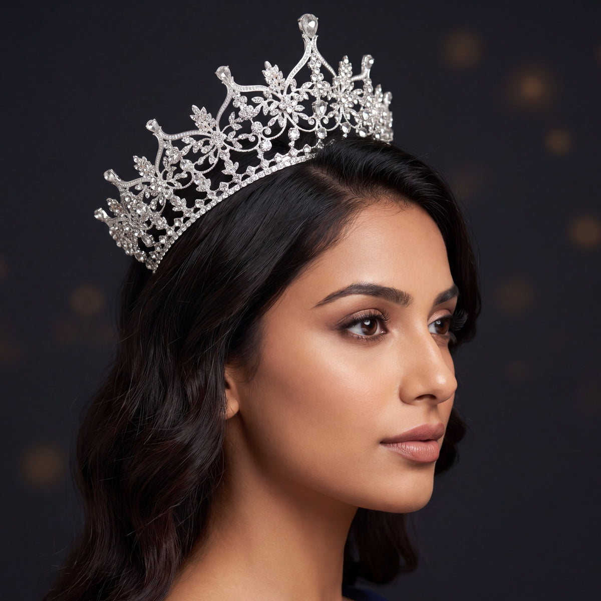 Premium Crown featuring intricate floral arrangements, flowing openwork and an elevated centre design