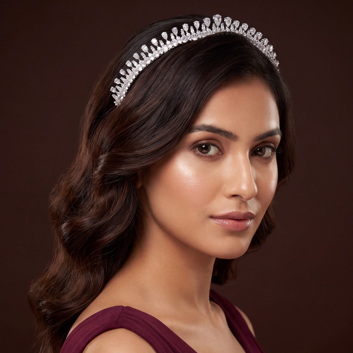 Grand wedding Crown featuring delicate upright elements and a prominent raised centre