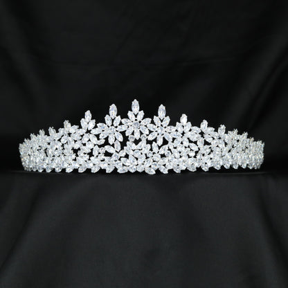 Classic floral framework crown with intricate blossoms, leaf detailing and openwork craftsmanship