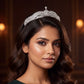 Delicate leaf inspired lattice crown with a graceful raised centre