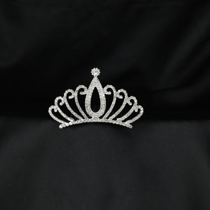Radiant openwork crown with a tall central teardrop design and sparkling crystal detailing