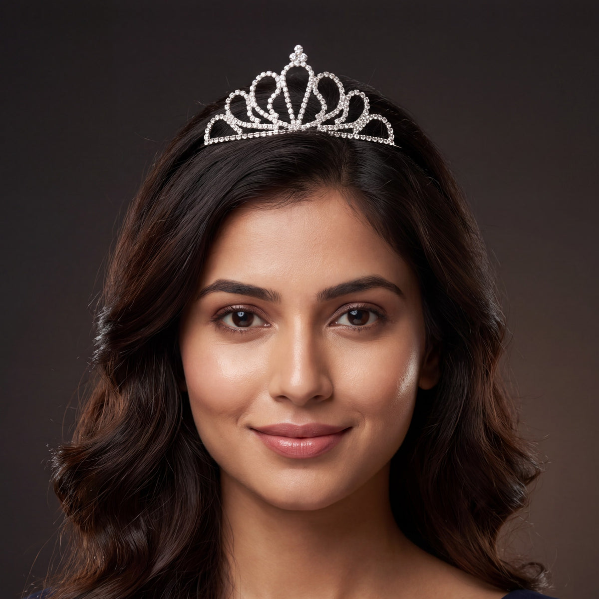 Grand royal style crown with symmetrical arches and refined sparkling detailing