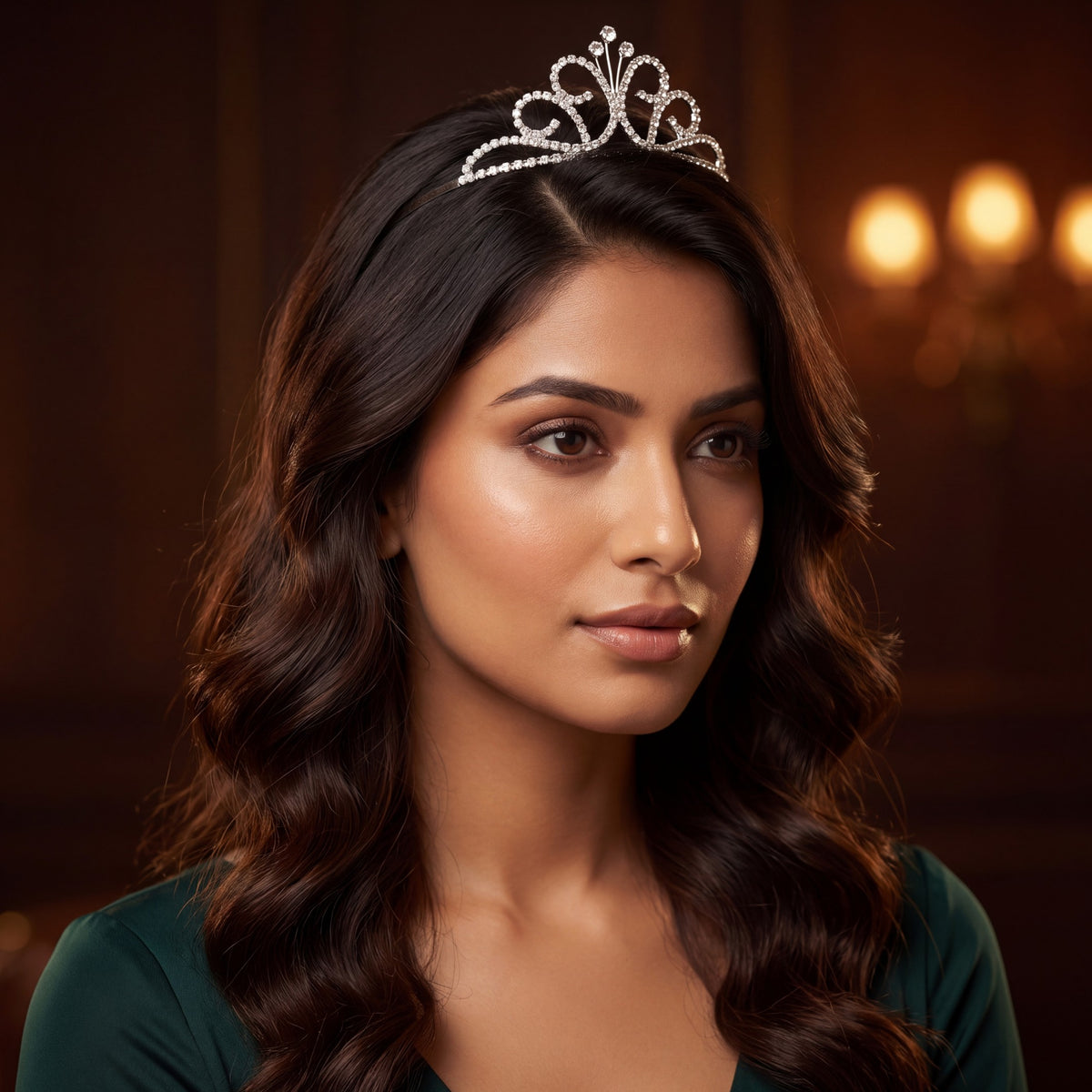 Classic ornamental crown with symmetrical scrollwork and delicate central accents