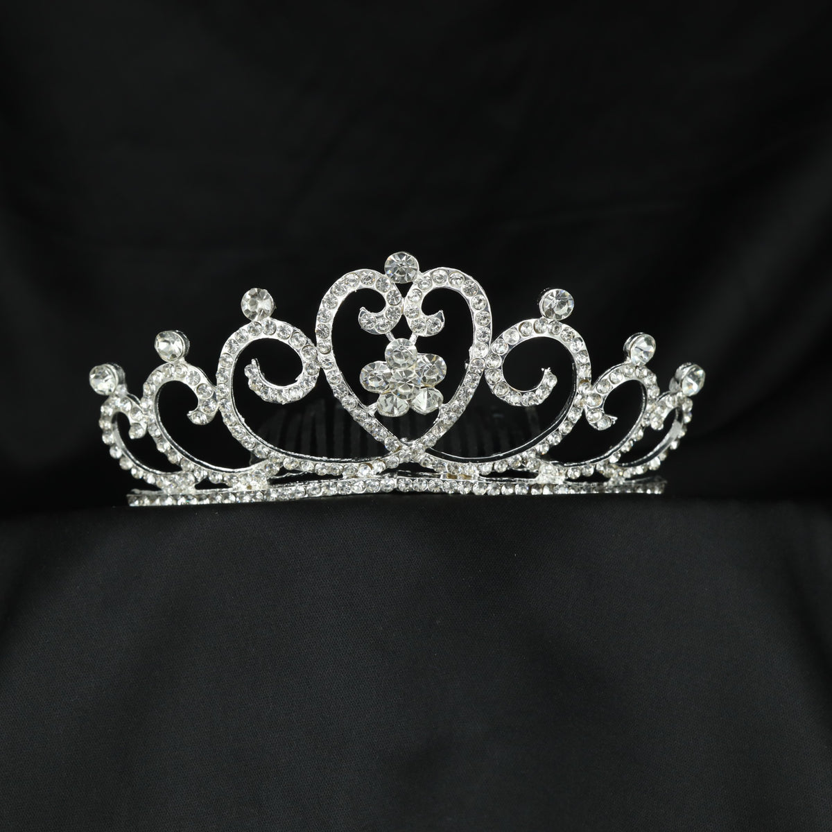 Premium floral crown featuring a heart shaped centre and intricate crystal craftsmanship