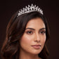 Classic openwork crown with graduated arches and refined crystal embellishments