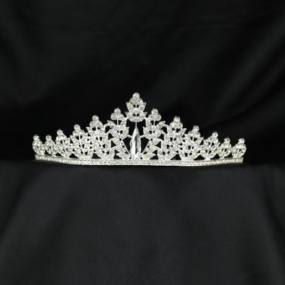 Premium royal style crown with elaborate floral sprays and delicate openwork craftsmanship