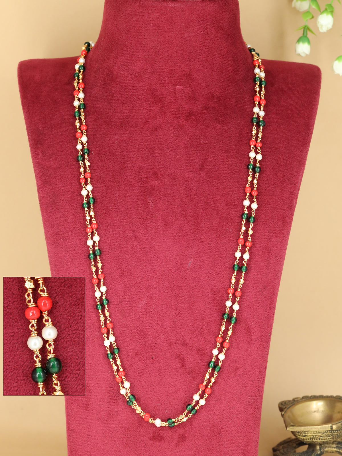 Traditional Beads Chain With Elegant Double Strand Styling