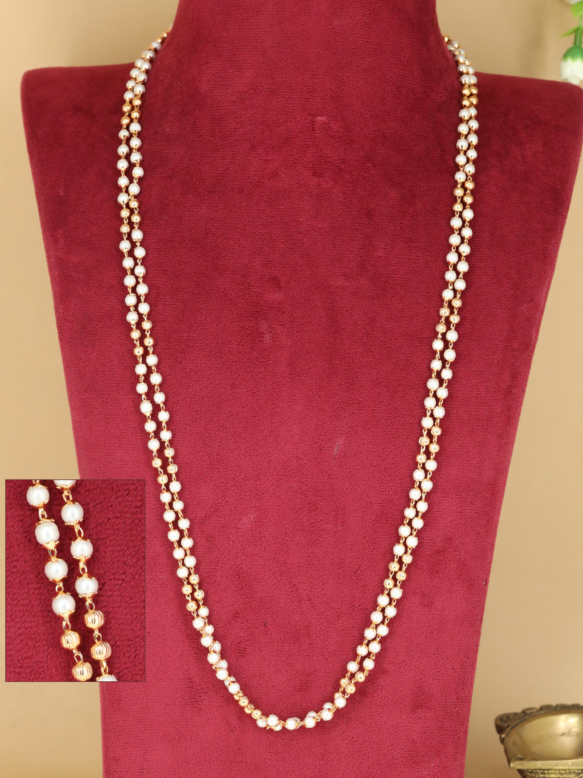 Premium Beads Chian With Fine Gold Links And Graceful Pearl Embellishments