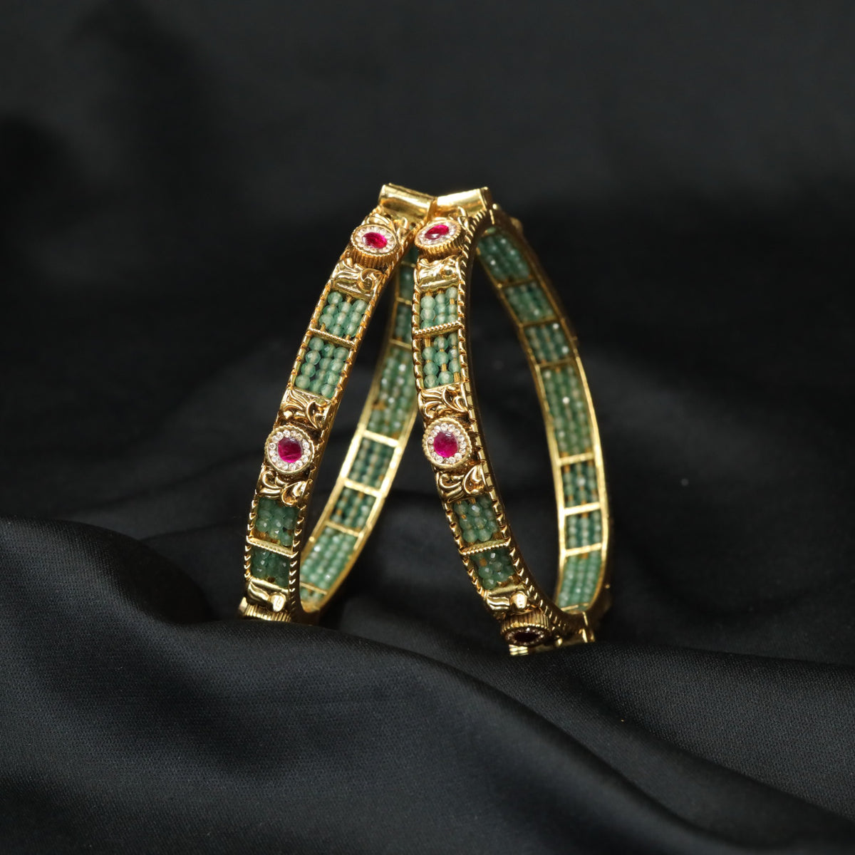 Classic Antique Bangles With Elaborate Panel Detailing