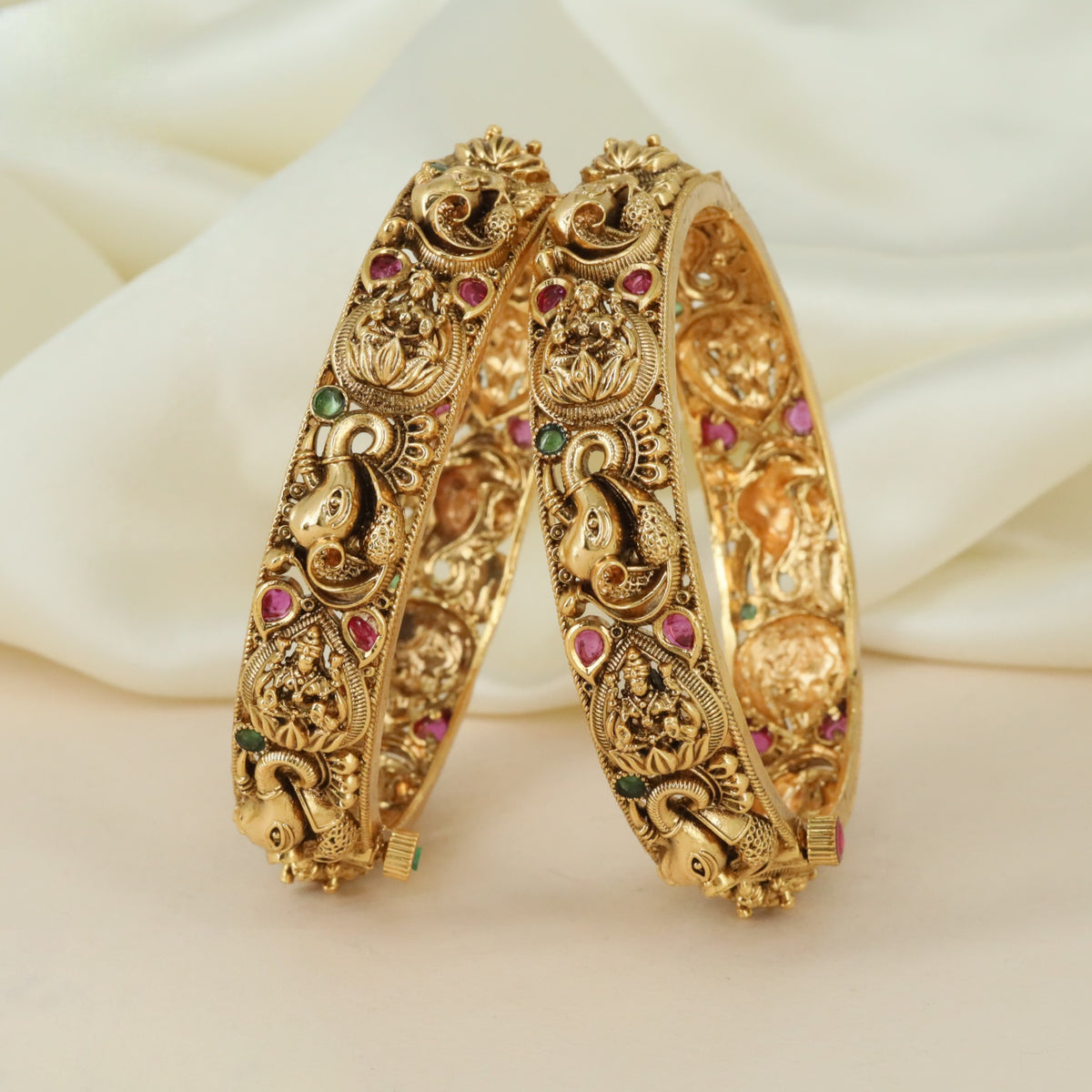 Traditional Antique Bangles Showcasing Lakshmi and Elephants