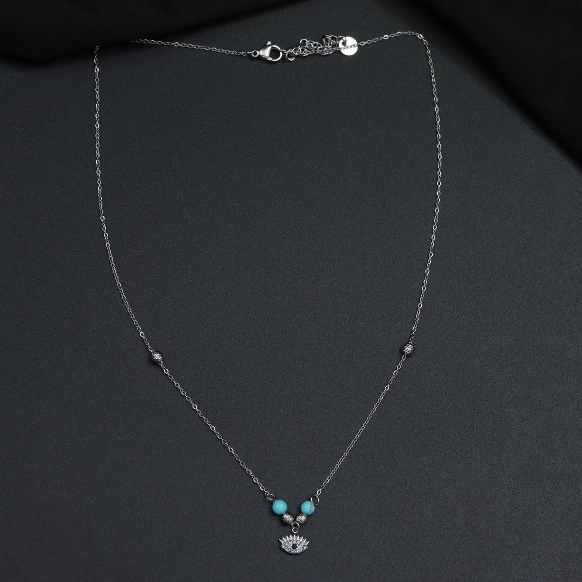 Evil Eye Pendant Rhodium Chain