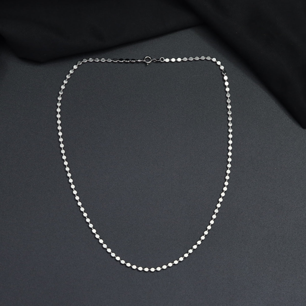 Rhodium Chain With Flat Discs