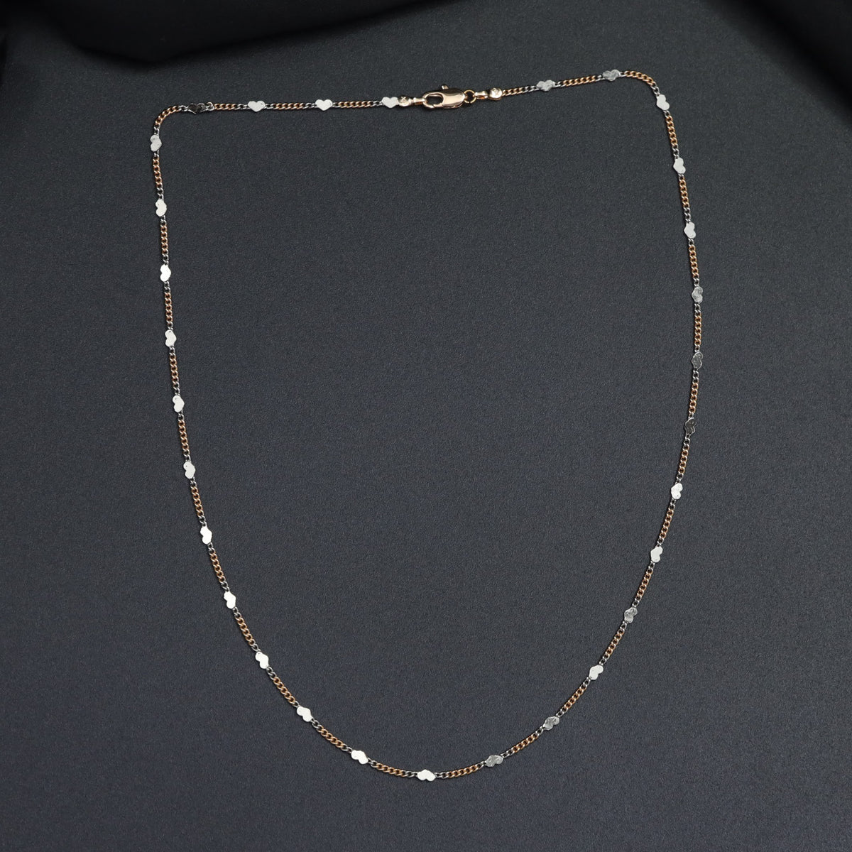 Two-Tone Heart Detail Fancy Chain