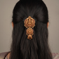 Gilded Lakshmi Frame Antique Jade Bille with Sculpted Peacock Details