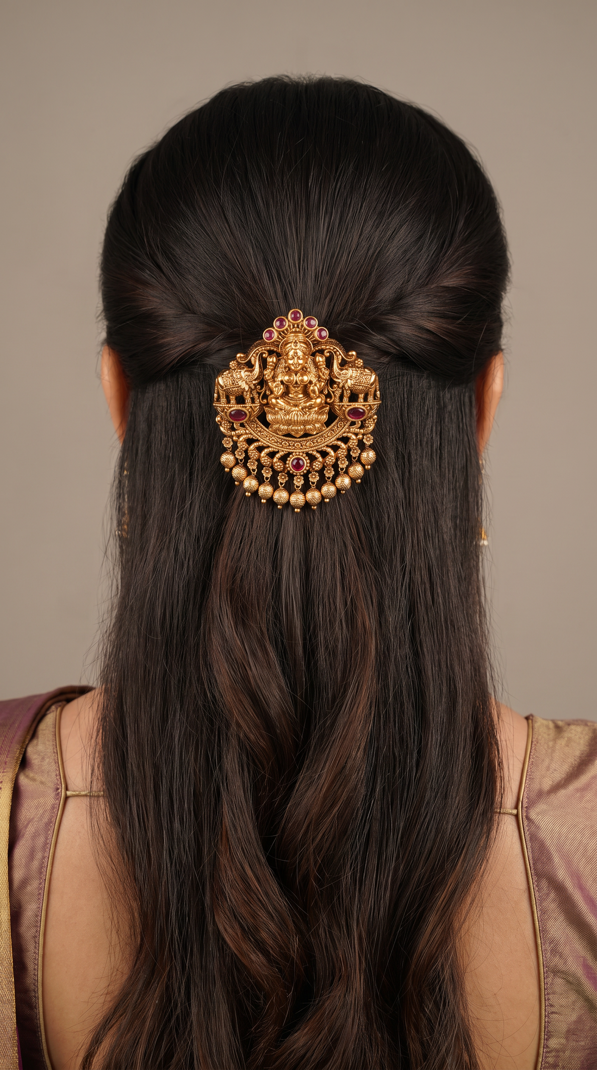 Antique Lakshmi Head Ornament with Elephant Guardian Design