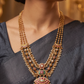 Drape panel kundan long haara with layered chain rows and hanging fringe pendant