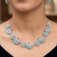 Contemporary Swan Pattern Crystal Necklace Set with Floral Motifs