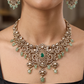 Decorative Peacock Scroll Victorian Necklace with Central Petal Cluster