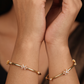 Slim Gold Finish Bangles with Dual Floral Stone Accents