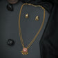 Silver Beaded Rosette Pendant Chain Set