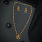 Silver Lakshmi Emerald-Link Pendant Chain Set