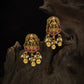 Silver Goddess Lotus Jade Drop Stud Earrings