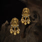 Silver Goddess Lotus Jade Drop Stud Earrings