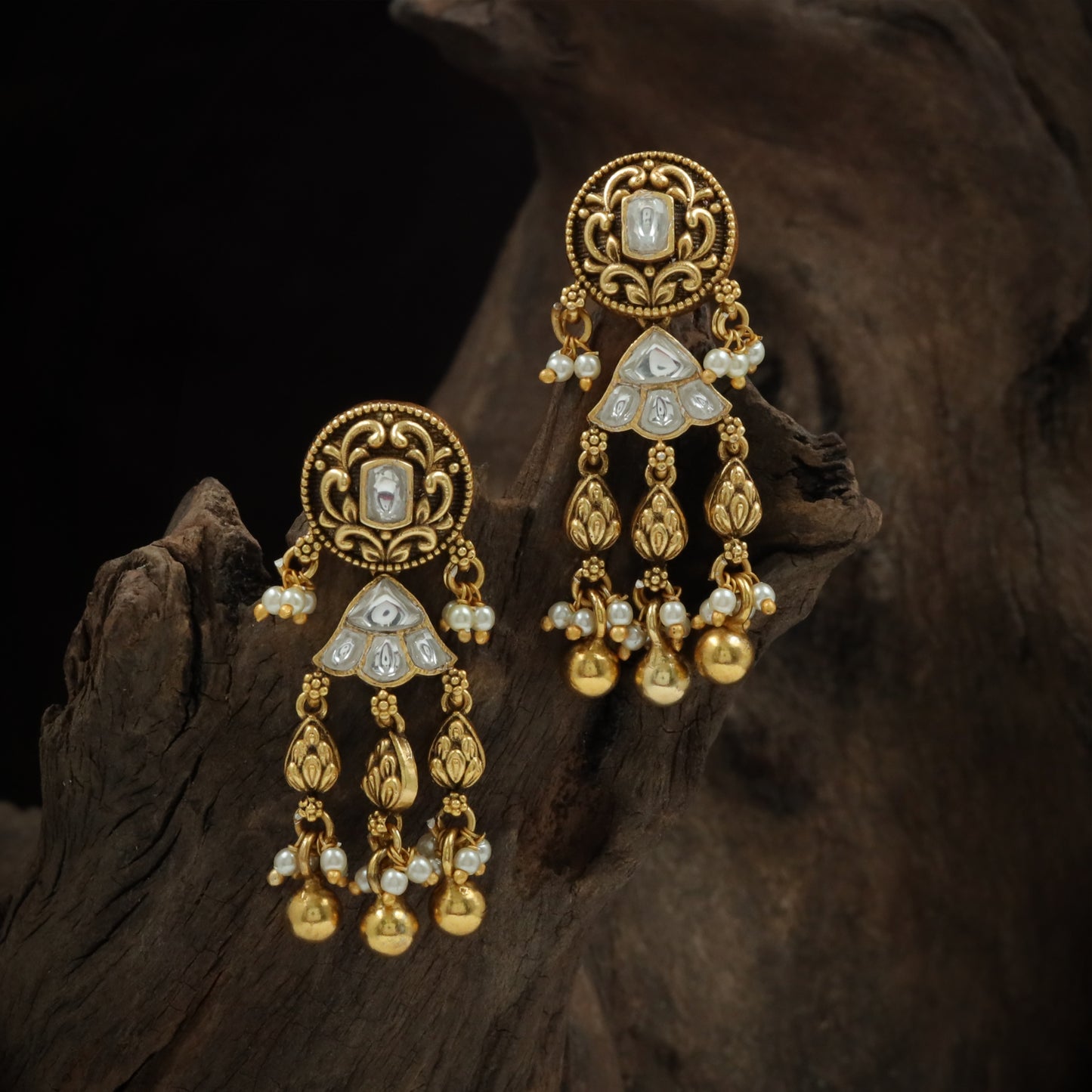 Silver Ruby Fan-Drop Hanging Earrings