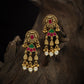 Silver Ruby Fan-Drop Hanging Earrings