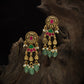 Silver Ruby Fan-Drop Hanging Earrings