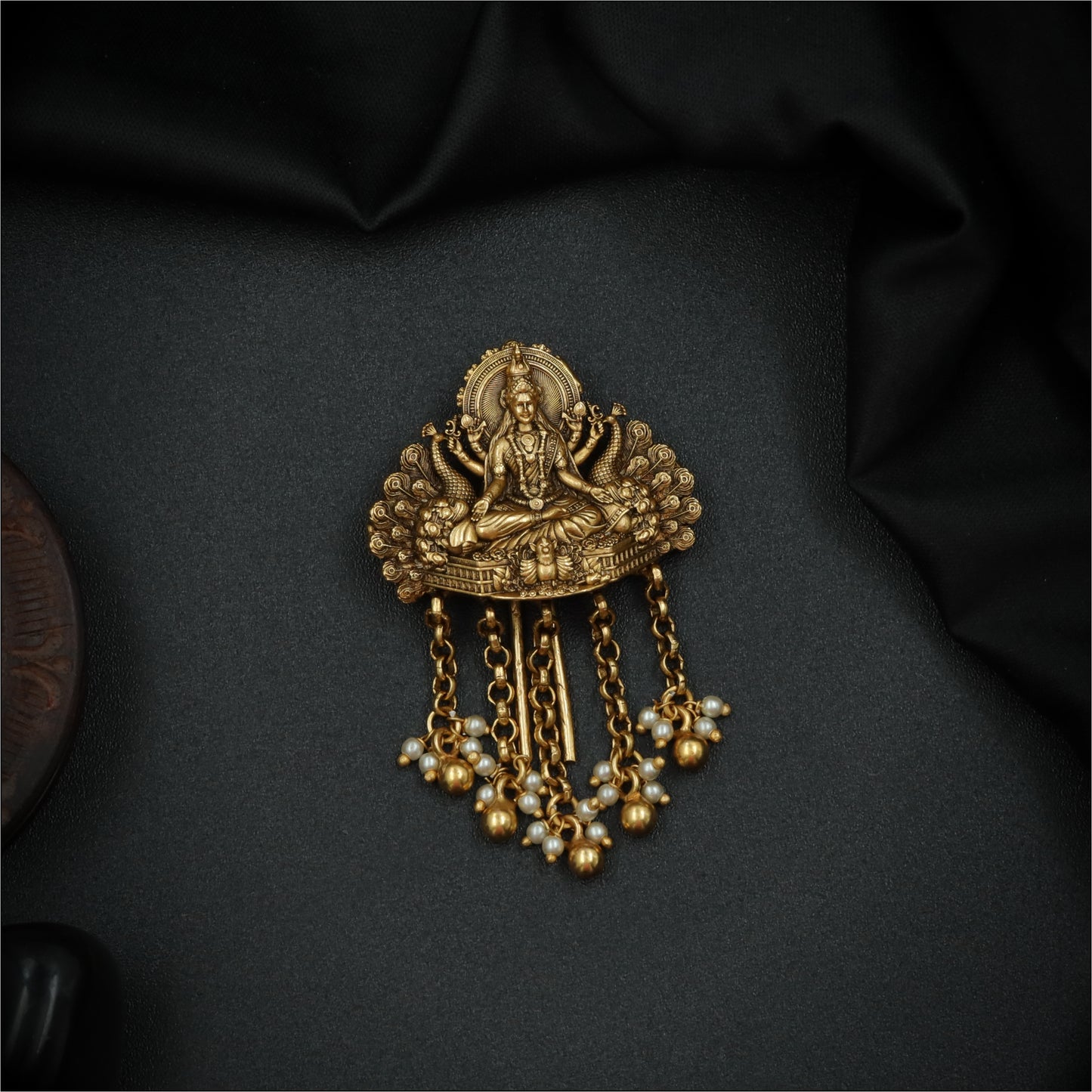 Silver Lakshmi Jade Bead Pendant