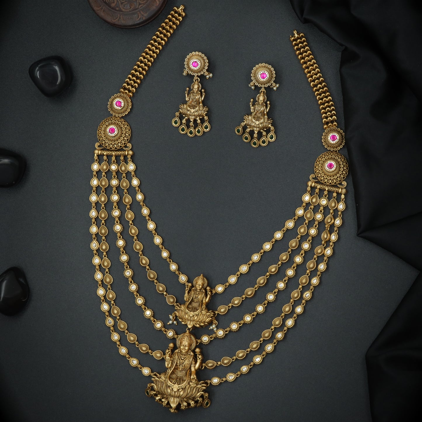 Silver Lakshmi Triple-Layer Long Haara