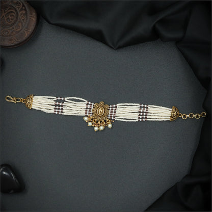 Antique Silver Pearl Strand Bracelet