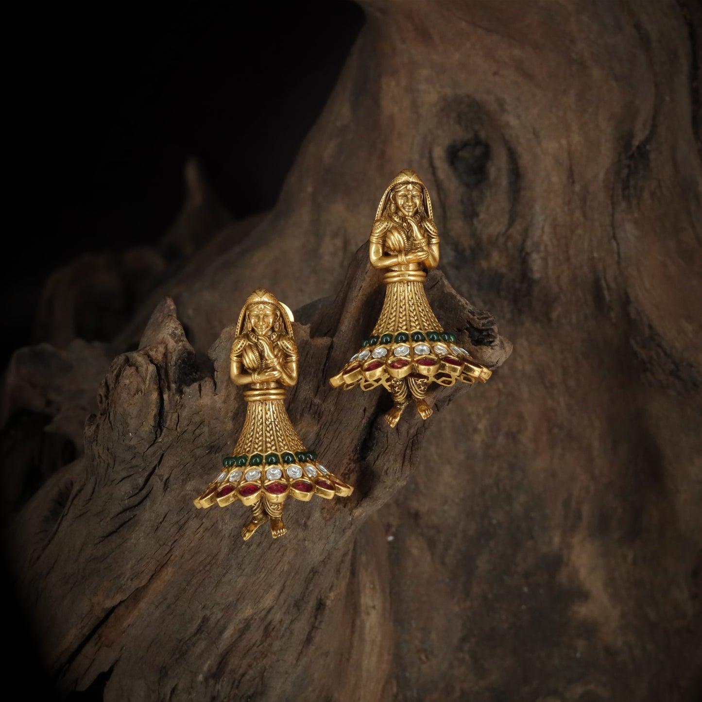 Temple Dancer Silver Jumka Earrings