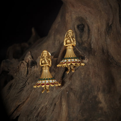 Temple Dancer Silver Jumka Earrings