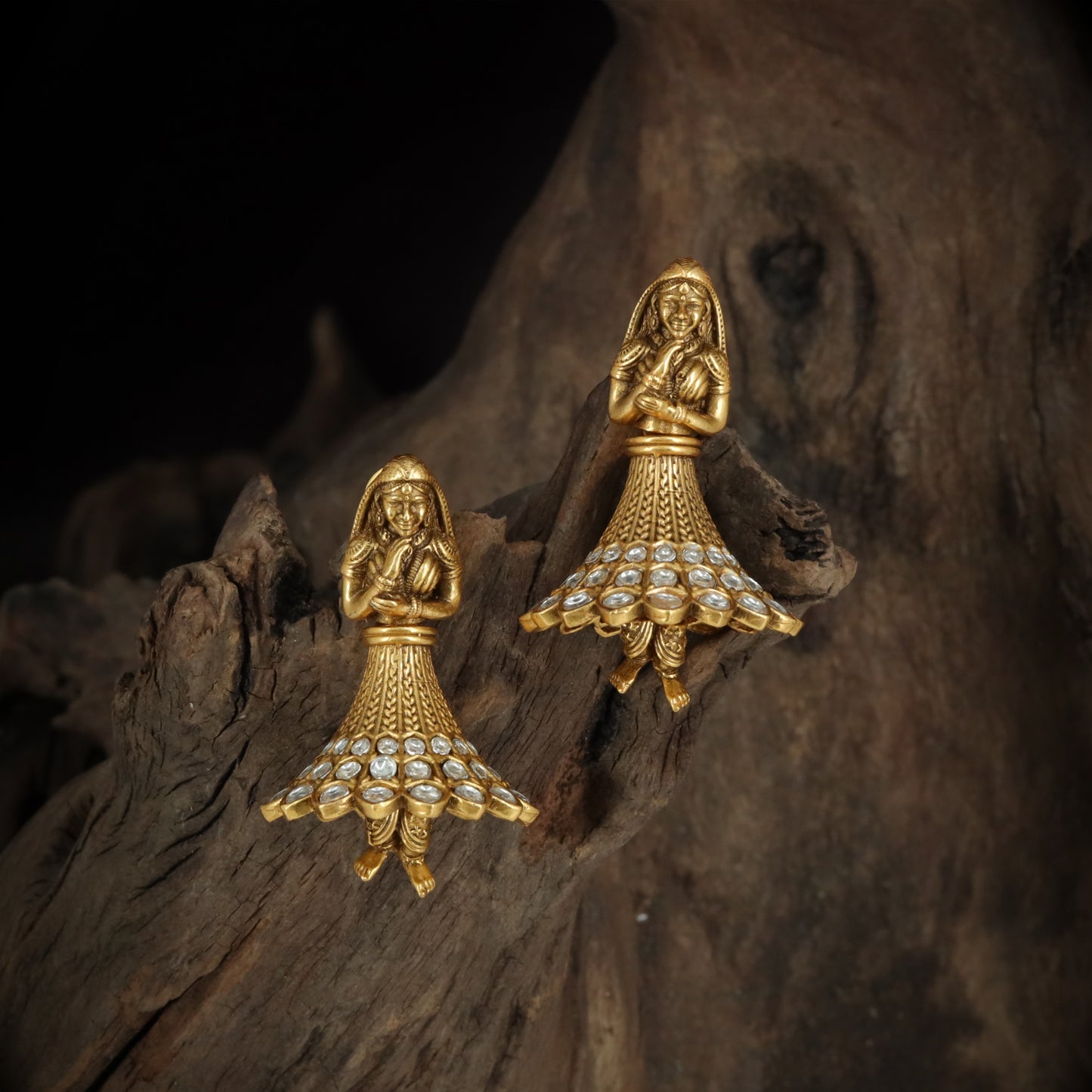 Temple Dancer Silver Jumka Earrings