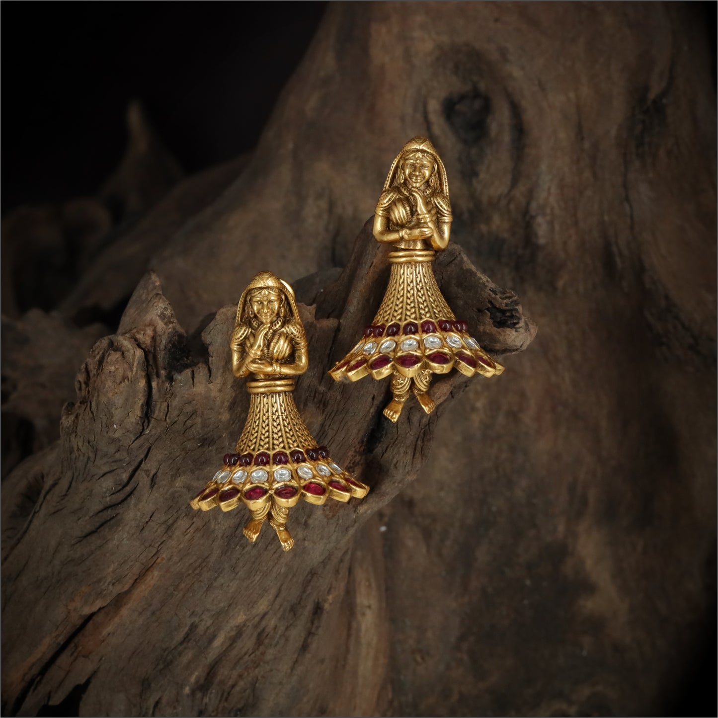 Temple Dancer Silver Jumka Earrings
