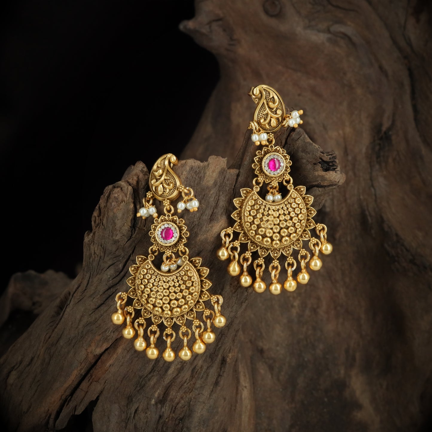Antique Silver Chandbali Hanging Earrings