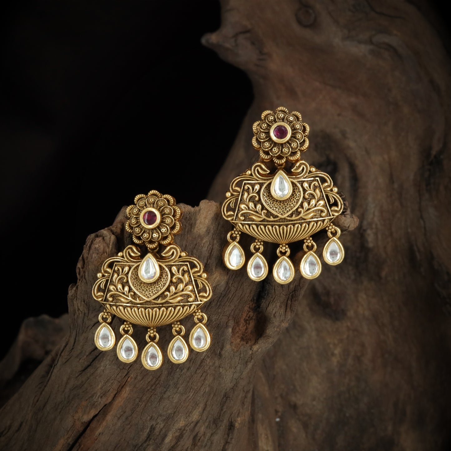 Antique Silver Floral Hanging Earrings
