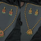 Double side Antique Gold-Tone Temple Pendant Necklace Set