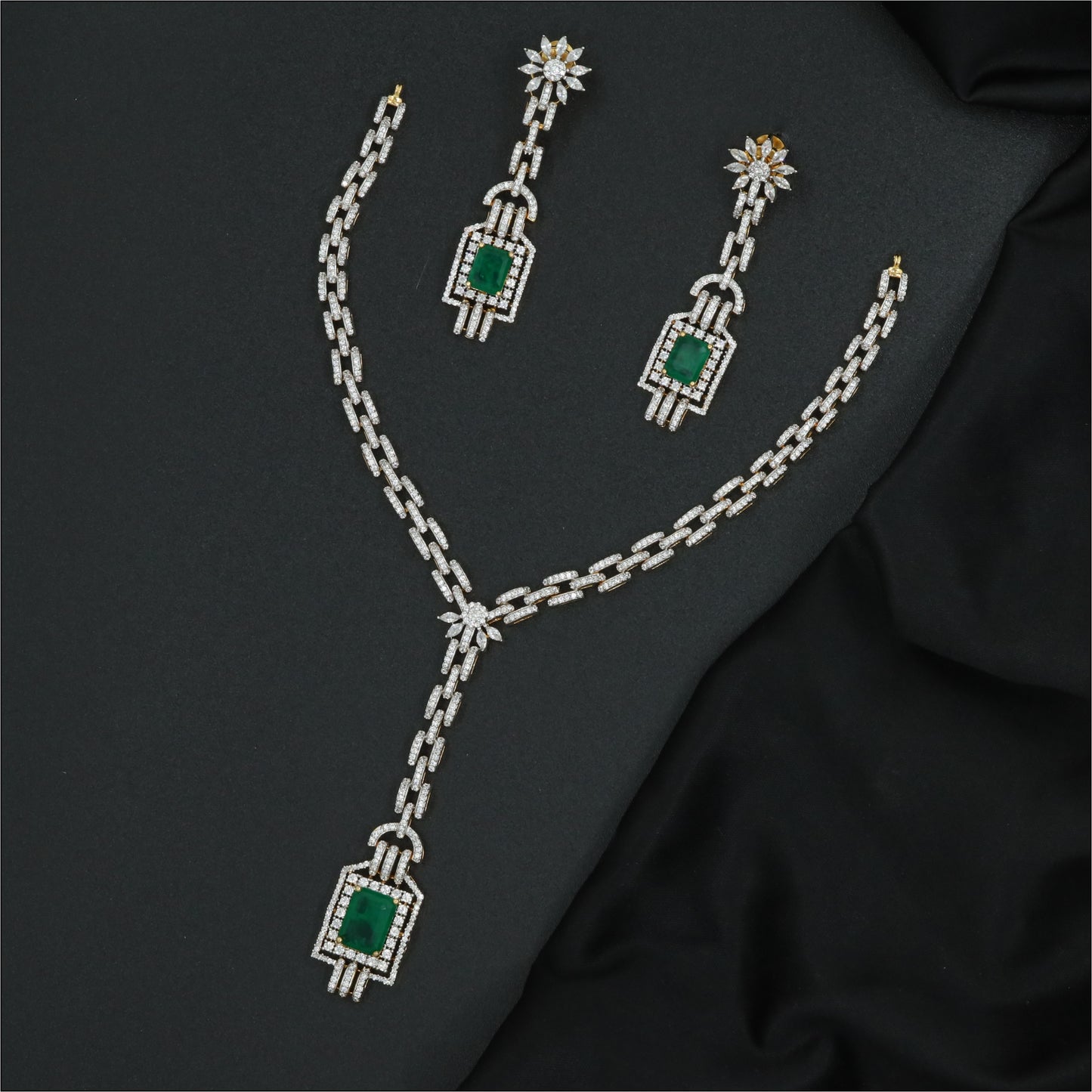 Silver Linear Lattice Drop Choker Set