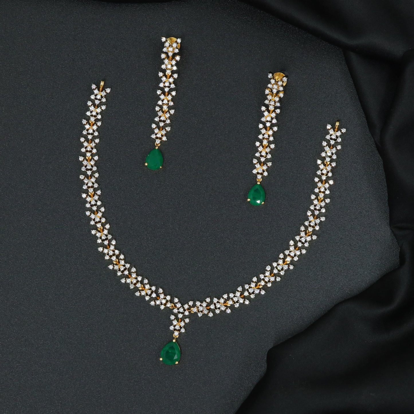 Silver Starlet Cluster Drop Necklace Set